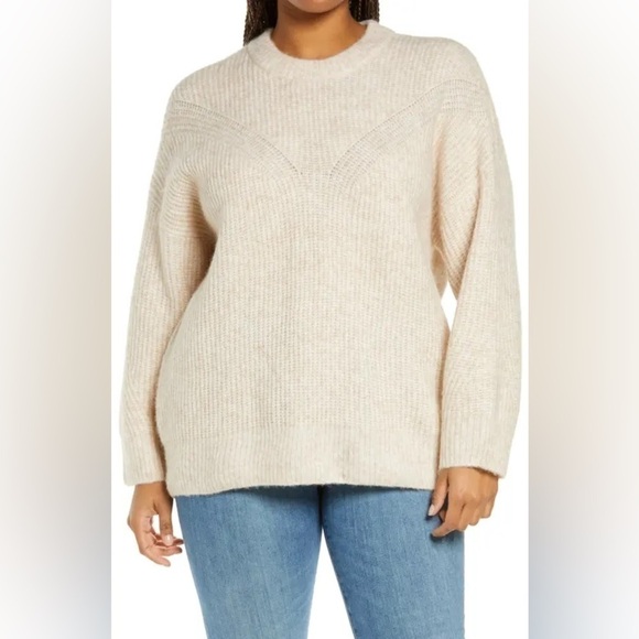 Madewell Beige Ivory Ribbed Pullover Sweater 2X - Picture 1 of 10
